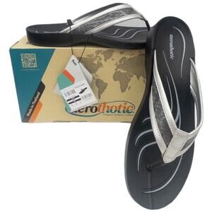 Aerothotic Women's Cupid Arch Support Comfort Thong Sandals 9 Women's Silver